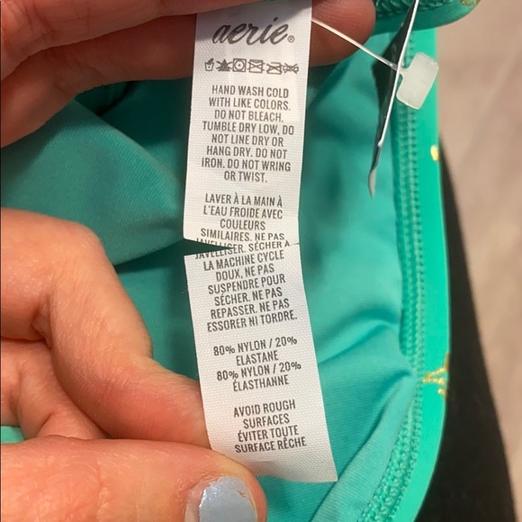 Aerie Green & Gold Palm Tree Swim Hipster Bottoms - Picture 5 of 7